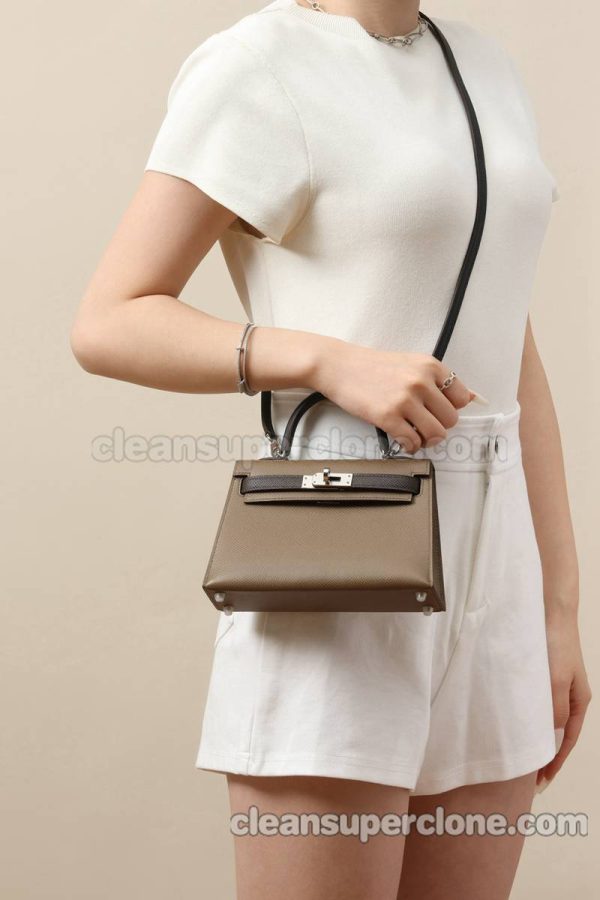 Crossbody bag replica details and pricing bark Hermes Shoulder cowhide women 9