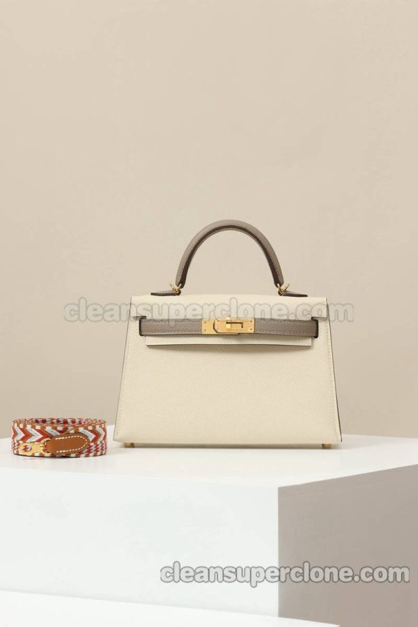 cowhide bag 1:1 Copy description and price Milkshake White Hermes Shoulder Crossbody women