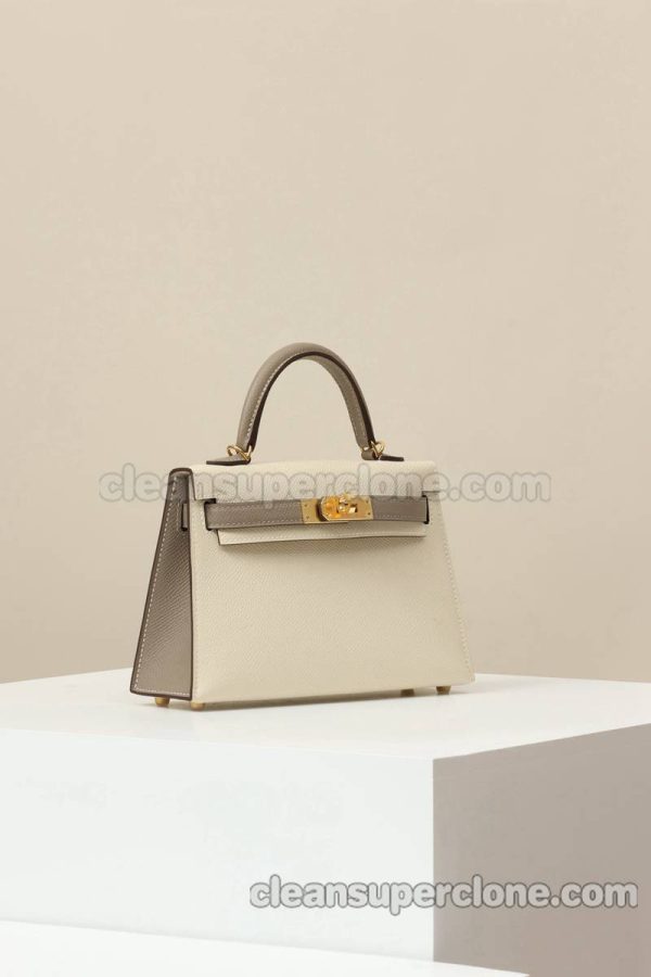 cowhide bag 1:1 Copy description and price Milkshake White Hermes Shoulder Crossbody women