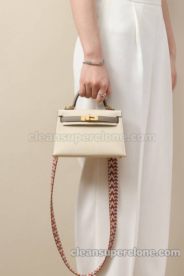 cowhide bag 1:1 Copy description and price Milkshake White Hermes Shoulder Crossbody women 7