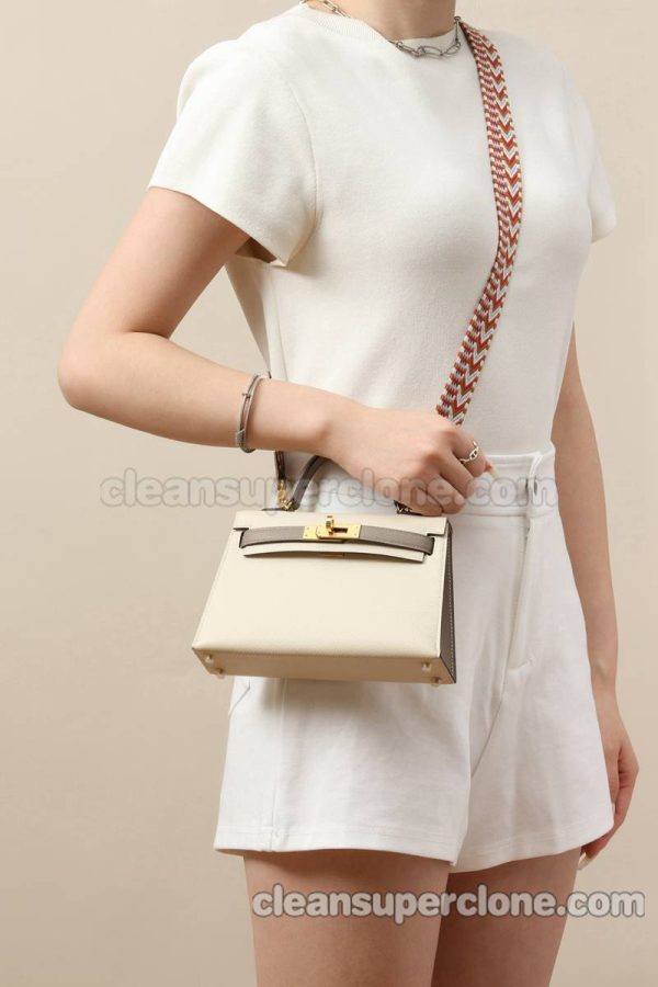 cowhide bag 1:1 Copy description and price Milkshake White Hermes Shoulder Crossbody women 8