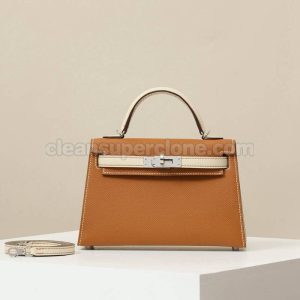 Hermes bag Super Clone picture and price Gold Brown Shoulder Crossbody cowhide women