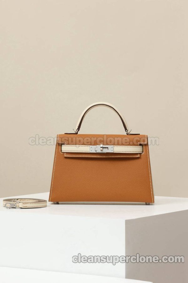 Hermes bag Super Clone picture and price Gold Brown Shoulder Crossbody cowhide women