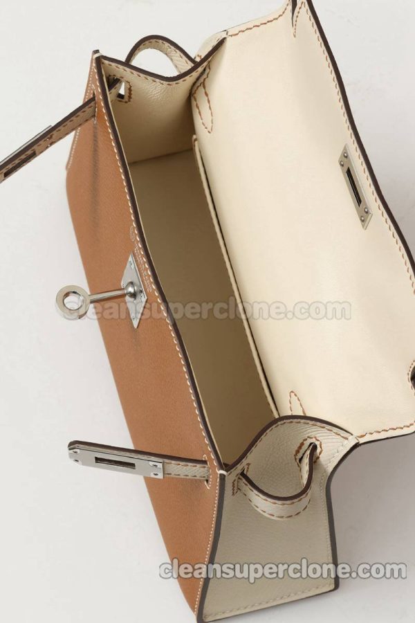 Hermes bag Super Clone picture and price Gold Brown Shoulder Crossbody cowhide women 7