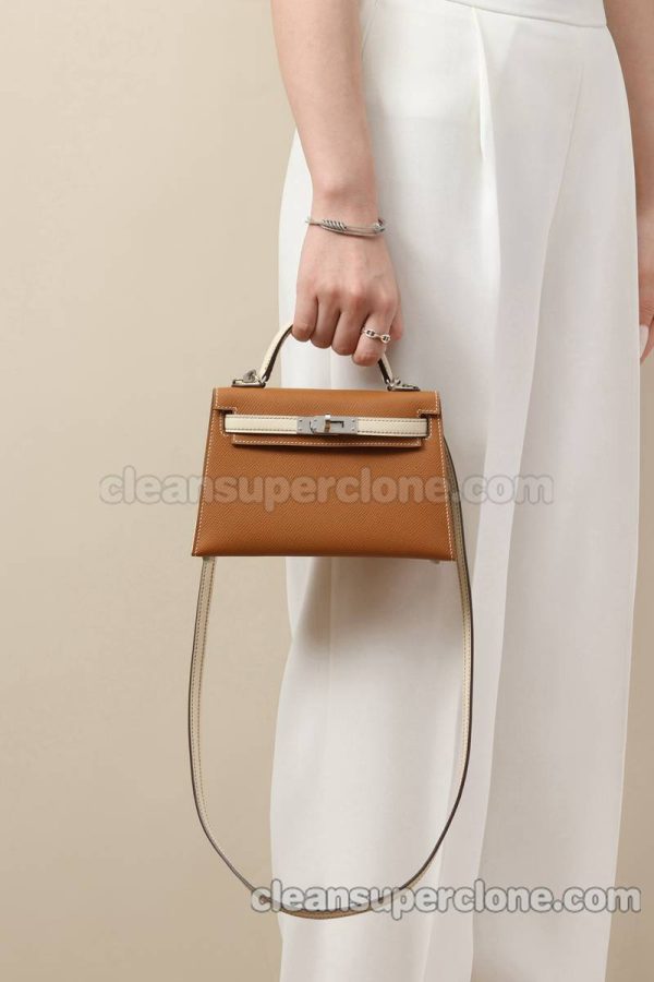 Hermes bag Super Clone picture and price Gold Brown Shoulder Crossbody cowhide women 8