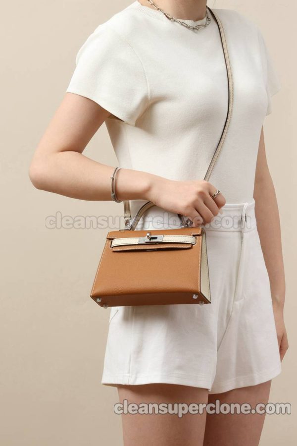 Hermes bag Super Clone picture and price Gold Brown Shoulder Crossbody cowhide women 9