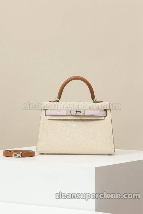 cowhide bag 1:1 Copy description and price Milkshake White Hermes Crossbody Shoulder women