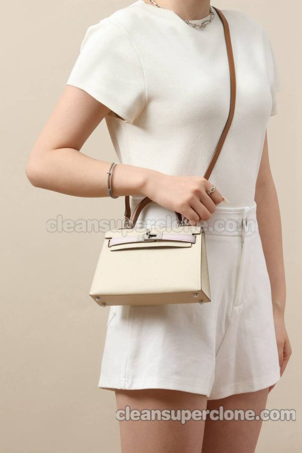 cowhide bag 1:1 Copy description and price Milkshake White Hermes Crossbody Shoulder women 9