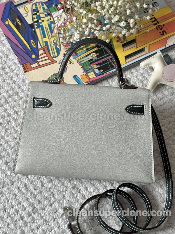 Hermes bag Super Clone picture and price Pearl gray Handbag cowhide women 6