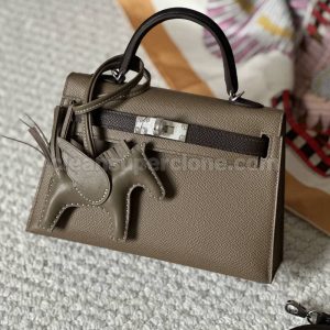 Handbag bag replica details and pricing elephant gray Hermes cowhide women 4