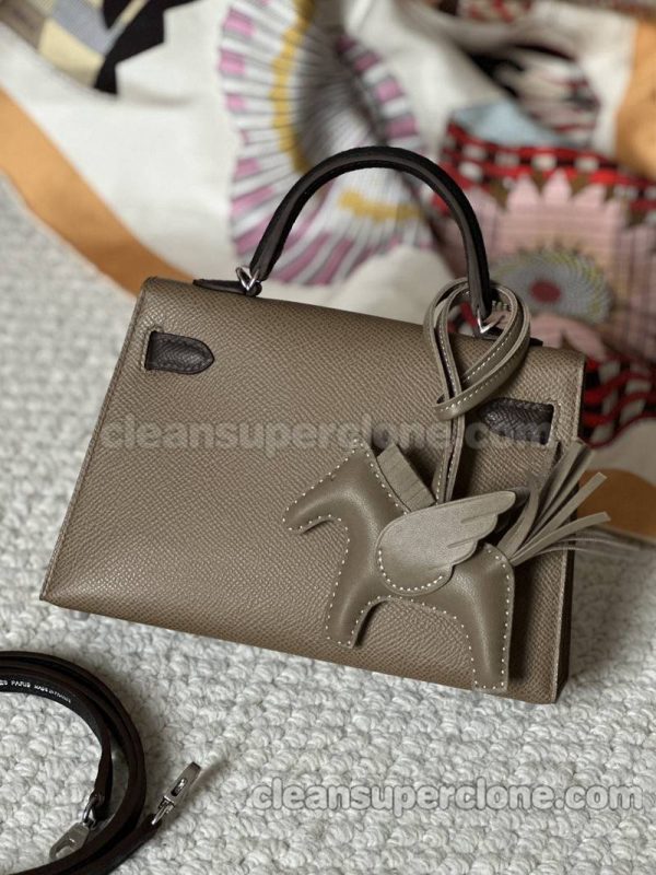 Handbag bag replica details and pricing elephant gray Hermes cowhide women 6