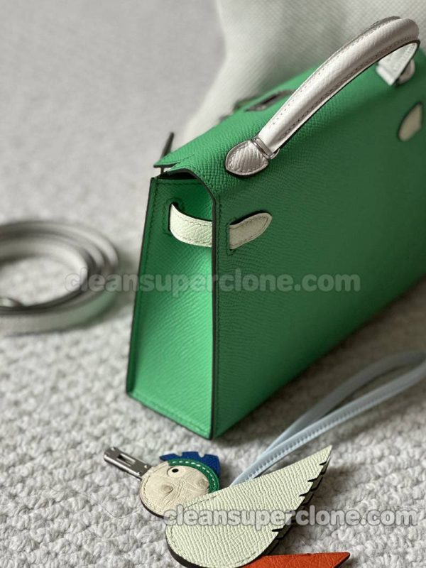 cowhide bag 1:1 Copy description and price Bubble green Hermes Handbag women 3