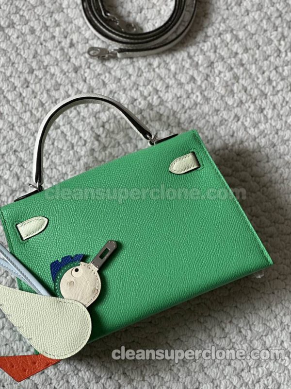 cowhide bag 1:1 Copy description and price Bubble green Hermes Handbag women 4