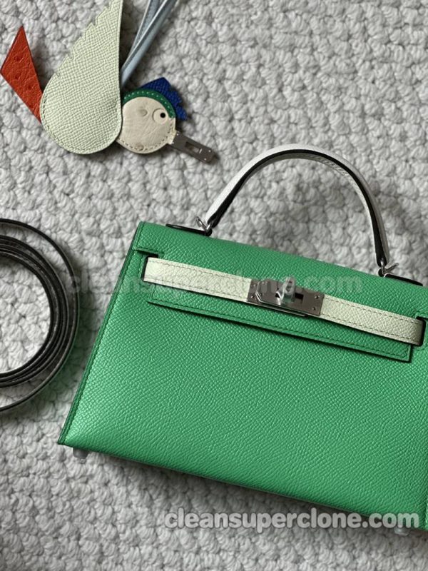 cowhide bag 1:1 Copy description and price Bubble green Hermes Handbag women 5