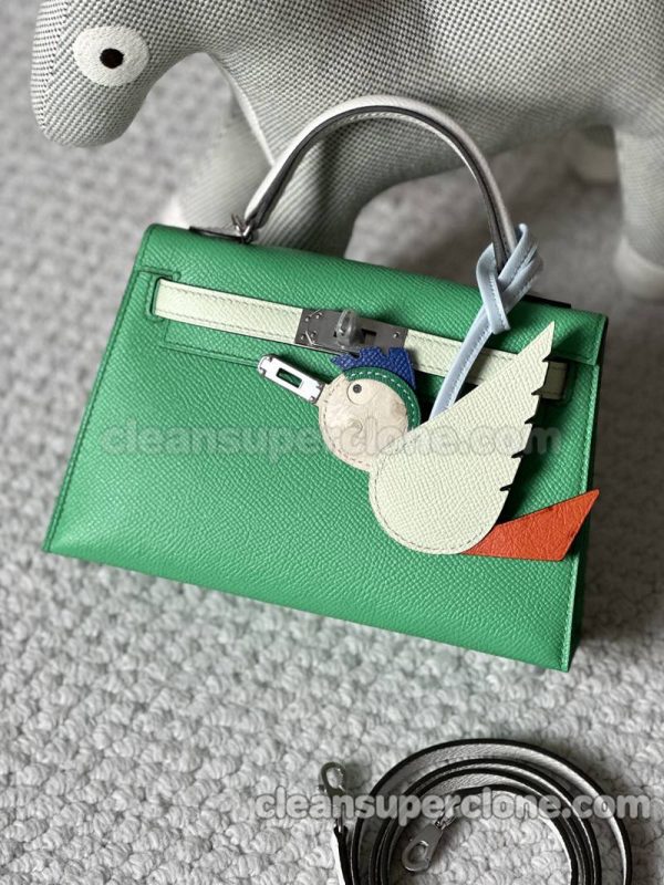 cowhide bag 1:1 Copy description and price Bubble green Hermes Handbag women 6