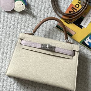 Hermes bag Super Clone picture and price milkshake white Handbag cowhide women