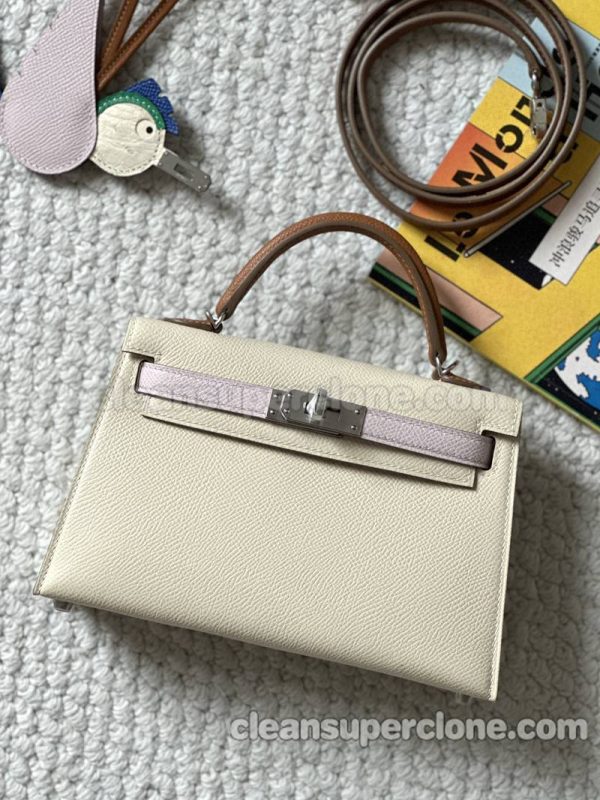 Hermes bag Super Clone picture and price milkshake white Handbag cowhide women