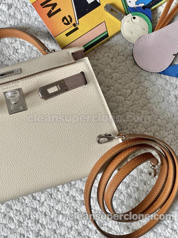 Hermes bag Super Clone picture and price milkshake white Handbag cowhide women 3