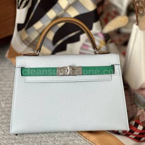 cowhide bag 1:1 Copy description and price Haze blue Hermes Handbag women 3