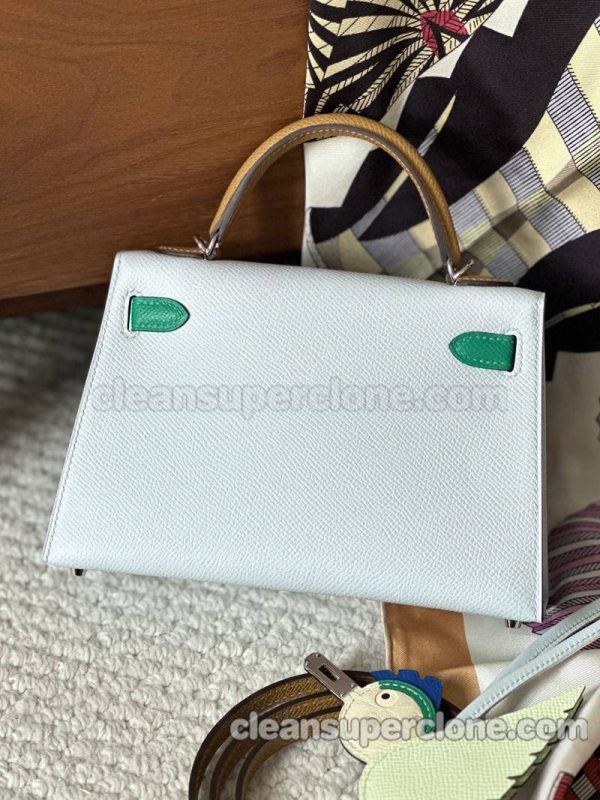 cowhide bag 1:1 Copy description and price Haze blue Hermes Handbag women 5