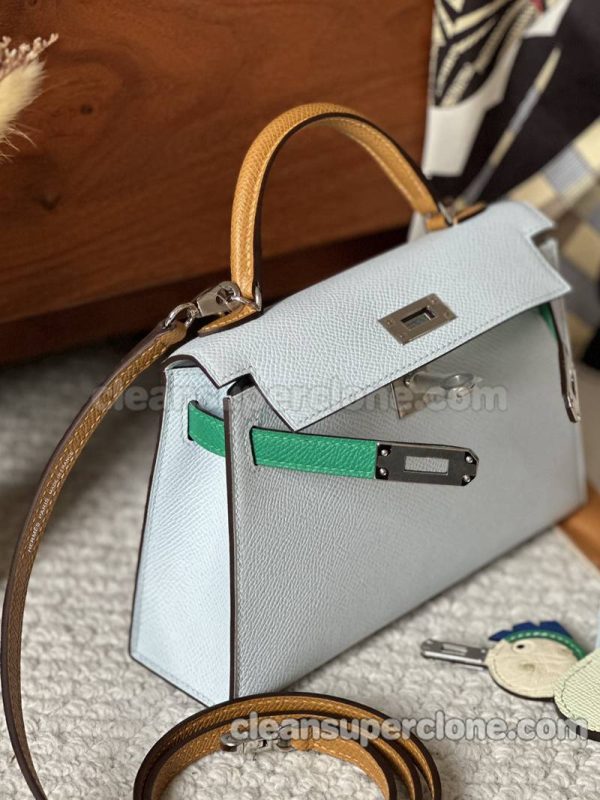 cowhide bag 1:1 Copy description and price Haze blue Hermes Handbag women 6