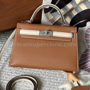 Hermes bag Super Clone picture and price Gold brown Handbag cowhide women