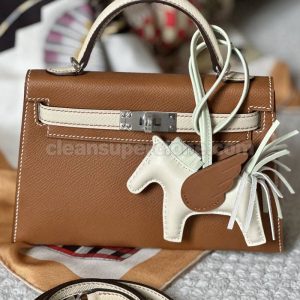 Hermes bag Super Clone picture and price Gold brown Handbag cowhide women 6