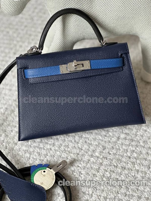 Handbag bag replica details and pricing Sapphire Blue Hermes cowhide women