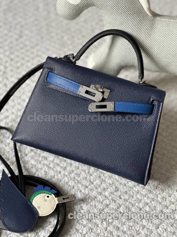 Handbag bag replica details and pricing Sapphire Blue Hermes cowhide women 2