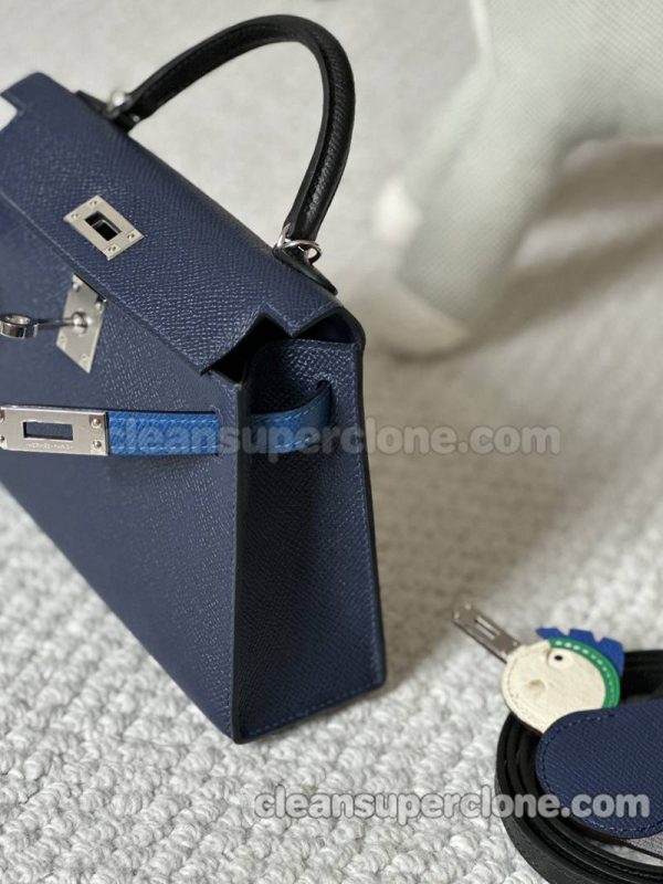 Handbag bag replica details and pricing Sapphire Blue Hermes cowhide women 3