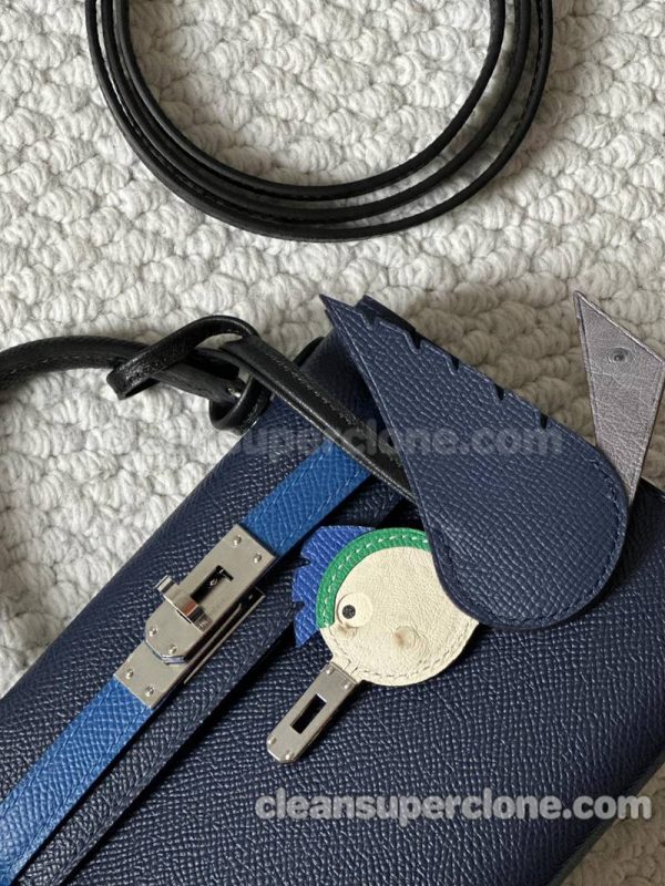 Handbag bag replica details and pricing Sapphire Blue Hermes cowhide women 4