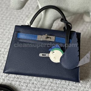 Handbag bag replica details and pricing Sapphire Blue Hermes cowhide women 5