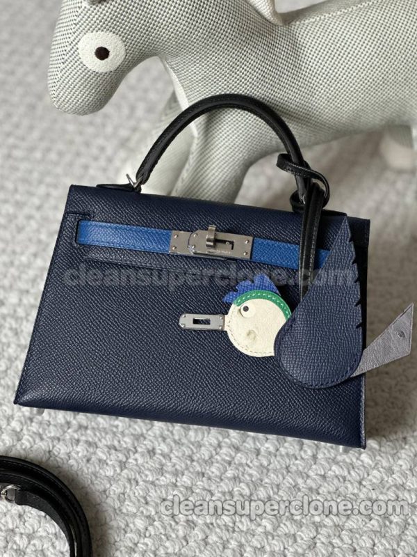 Handbag bag replica details and pricing Sapphire Blue Hermes cowhide women 5