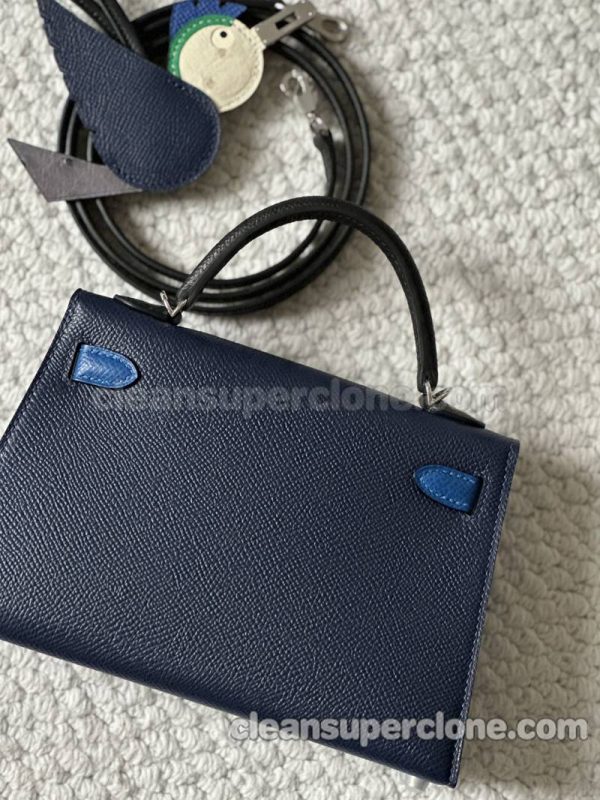 Handbag bag replica details and pricing Sapphire Blue Hermes cowhide women 6