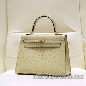 Hermes bag Super Clone picture and price wool white Handbag ostrich skin women