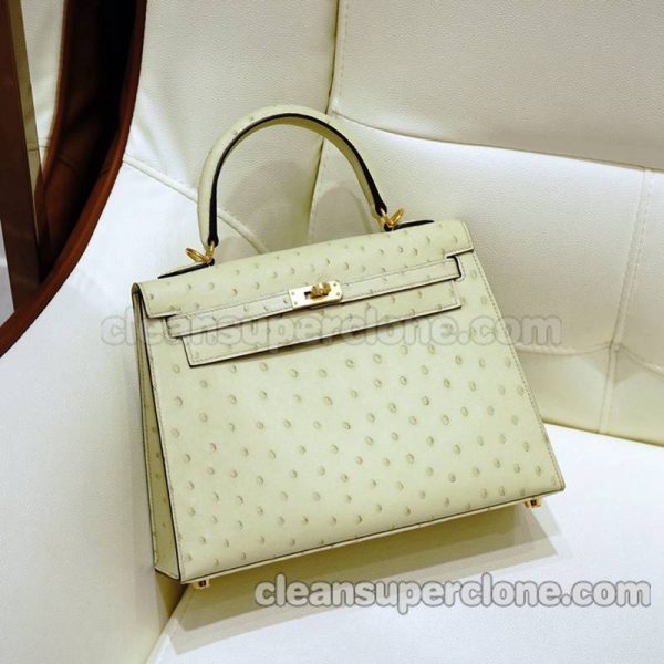 Hermes bag Super Clone picture and price wool white Handbag ostrich skin women 2