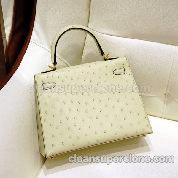 Hermes bag Super Clone picture and price wool white Handbag ostrich skin women 3