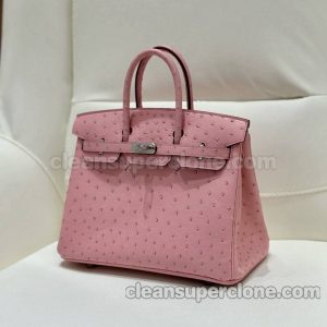 ostrich skin bag 1:1 Copy description and price Ceramic pink Hermes Handbag women