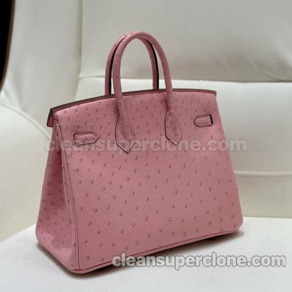 ostrich skin bag 1:1 Copy description and price Ceramic pink Hermes Handbag women 2