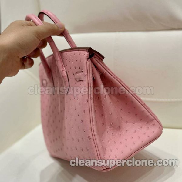 ostrich skin bag 1:1 Copy description and price Ceramic pink Hermes Handbag women 3