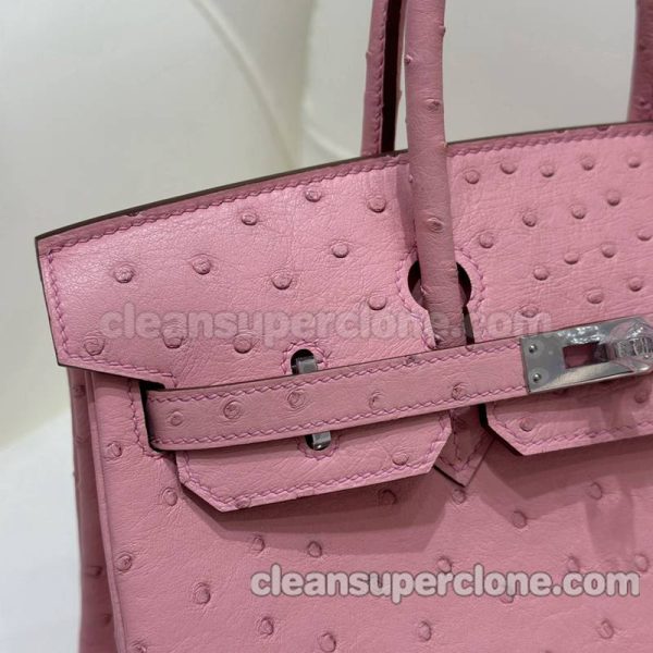 ostrich skin bag 1:1 Copy description and price Ceramic pink Hermes Handbag women 5