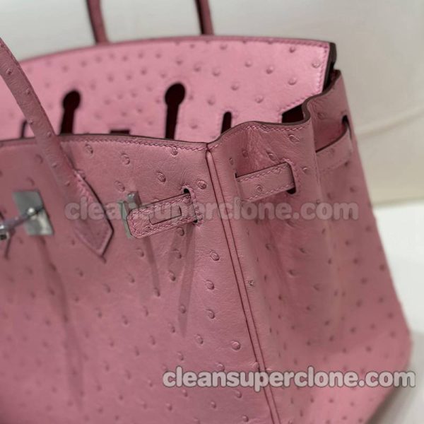 ostrich skin bag 1:1 Copy description and price Ceramic pink Hermes Handbag women 6