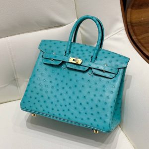 Hermes bag Super Clone picture and price turq Handbag ostrich skin women