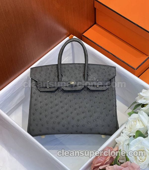 Handbag bag replica details and pricing gray Hermes ostrich skin women