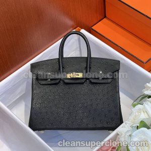 ostrich skin bag 1:1 Copy description and price black Hermes Handbag women