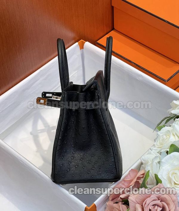 ostrich skin bag 1:1 Copy description and price black Hermes Handbag women 4