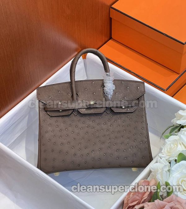 Hermes bag Super Clone picture and price brown Handbag ostrich skin women