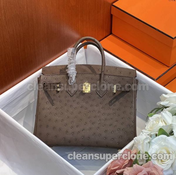 Hermes bag Super Clone picture and price brown Handbag ostrich skin women 3