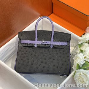 ostrich skin bag 1:1 Copy description and price black Hermes Handbag women