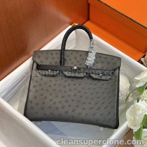 ostrich skin bag 1:1 Copy description and price gray Hermes Handbag women